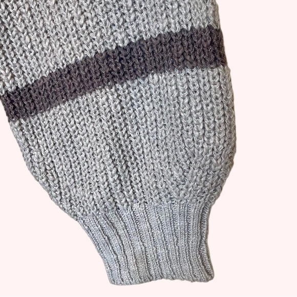 Pink Rose tan & brown striped half-button down oversized Knit Fall Sweater sizeM - Picture 8 of 9